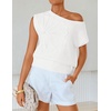 image:imageZESICA Womens Floral Off Shoulder Short Sleeve Sweater VestWhite