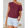 image:imageZESICA Womens Floral Off Shoulder Short Sleeve Sweater VestWine
