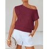 image:imageZESICA Womens Floral Off Shoulder Short Sleeve Sweater VestWine