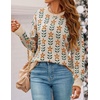 image:imageZESICA Womens Long Sleeve Crewneck Printed Knitted SweatersApricot