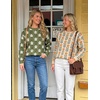 image:imageZESICA Womens Long Sleeve Crewneck Printed Knitted SweatersApricot