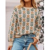 image:imageZESICA Womens Long Sleeve Crewneck Printed Knitted SweatersApricot