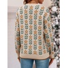 image:imageZESICA Womens Long Sleeve Crewneck Printed Knitted SweatersApricot