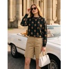 image:imageZESICA Womens Long Sleeve Crewneck Printed Knitted SweatersBlack