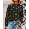 image:imageZESICA Womens Long Sleeve Crewneck Printed Knitted SweatersBlack