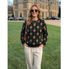 image:imageZESICA Womens Long Sleeve Crewneck Printed Knitted SweatersBlack