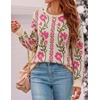 image:imageZESICA Womens Long Sleeve Crewneck Printed Knitted SweatersBlush