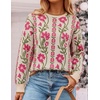 image:imageZESICA Womens Long Sleeve Crewneck Printed Knitted SweatersBlush