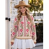 image:imageZESICA Womens Long Sleeve Crewneck Printed Knitted SweatersBlush
