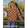 image:imageZESICA Womens Long Sleeve Crewneck Printed Knitted SweatersCaramel