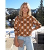image:imageZESICA Womens Long Sleeve Crewneck Printed Knitted SweatersCaramel