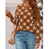 image:imageZESICA Womens Long Sleeve Crewneck Printed Knitted SweatersCaramel