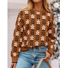 image:imageZESICA Womens Long Sleeve Crewneck Printed Knitted SweatersCaramel