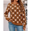 image:imageZESICA Womens Long Sleeve Crewneck Printed Knitted SweatersCaramel