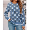 image:imageZESICA Womens Long Sleeve Crewneck Printed Knitted SweatersDusty Blue