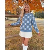 image:imageZESICA Womens Long Sleeve Crewneck Printed Knitted SweatersDusty Blue