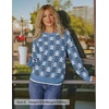 image:imageZESICA Womens Long Sleeve Crewneck Printed Knitted SweatersDusty Blue
