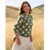 image:imageZESICA Womens Long Sleeve Crewneck Printed Knitted SweatersDusty Green