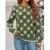 image:imageZESICA Womens Long Sleeve Crewneck Printed Knitted SweatersDusty Green