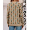image:imageZESICA Womens Long Sleeve Crewneck Printed Knitted SweatersKhaki