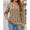 image:imageZESICA Womens Long Sleeve Crewneck Printed Knitted SweatersKhaki