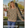 image:imageZESICA Womens Long Sleeve Crewneck Printed Knitted SweatersKhaki