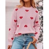 image:imageZESICA Womens Long Sleeve Crewneck Printed Knitted SweatersLightpink