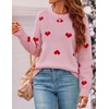 image:imageZESICA Womens Long Sleeve Crewneck Printed Knitted SweatersLightpink