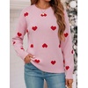 image:imageZESICA Womens Long Sleeve Crewneck Printed Knitted SweatersLightpink