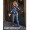 image:imageZESICA Womens Long Sleeve Crewneck Printed Knitted SweatersNavy