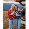 image:imageZESICA Womens Long Sleeve Crewneck Printed Knitted SweatersNavy