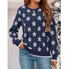 image:imageZESICA Womens Long Sleeve Crewneck Printed Knitted SweatersNavy