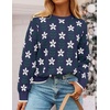 image:imageZESICA Womens Long Sleeve Crewneck Printed Knitted SweatersNavy