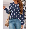 image:imageZESICA Womens Long Sleeve Crewneck Printed Knitted SweatersNavy