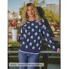 image:imageZESICA Womens Long Sleeve Crewneck Printed Knitted SweatersNavy