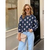 image:imageZESICA Womens Long Sleeve Crewneck Printed Knitted SweatersNavy