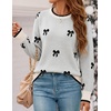 image:imageZESICA Womens Long Sleeve Crewneck Printed Knitted SweatersOats