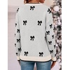 image:imageZESICA Womens Long Sleeve Crewneck Printed Knitted SweatersOats