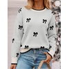 image:imageZESICA Womens Long Sleeve Crewneck Printed Knitted SweatersOats
