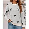 image:imageZESICA Womens Long Sleeve Crewneck Printed Knitted SweatersOats