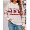 image:imageZESICA Womens Long Sleeve Crewneck Printed Knitted SweatersOffwhite
