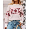 image:imageZESICA Womens Long Sleeve Crewneck Printed Knitted SweatersOffwhite