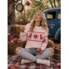 image:imageZESICA Womens Long Sleeve Crewneck Printed Knitted SweatersOffwhite