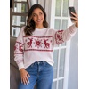 image:imageZESICA Womens Long Sleeve Crewneck Printed Knitted SweatersOffwhite
