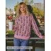 image:imageZESICA Womens Long Sleeve Crewneck Printed Knitted SweatersPink