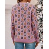 image:imageZESICA Womens Long Sleeve Crewneck Printed Knitted SweatersPink