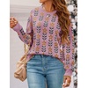 image:imageZESICA Womens Long Sleeve Crewneck Printed Knitted SweatersPink