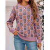 image:imageZESICA Womens Long Sleeve Crewneck Printed Knitted SweatersPink
