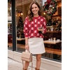 image:imageZESICA Womens Long Sleeve Crewneck Printed Knitted SweatersRed