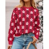 image:imageZESICA Womens Long Sleeve Crewneck Printed Knitted SweatersRed
